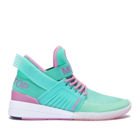 Supra SKYTOP V Høye Sneakers Dame Mint/Rosa/Hvite | NO-11197